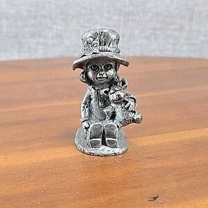 Vintage Michael Ricker Pewter Figurine -‎ Girl with Teddy Bear